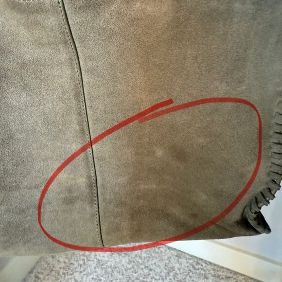 HOBO Sandy Nutmeg Brown Lure Suede Boho Hobo Shoulder Bag Tassel Snap Closure - Picture 12 of 16